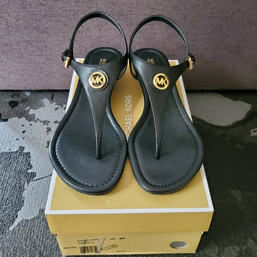 Michael Kors Ramona Wedge Sandals in Black - Picture 2 of 10
